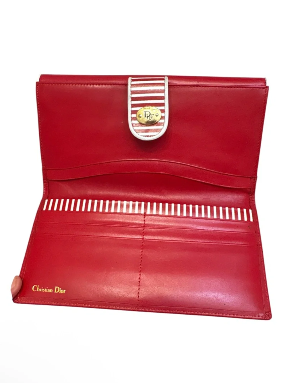 Dior vintage red leather wallet